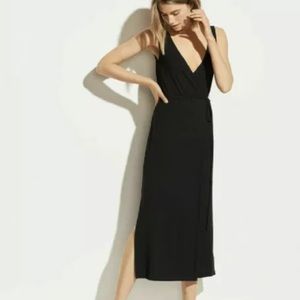 Vince V Neck Wrap Dress Black XXS